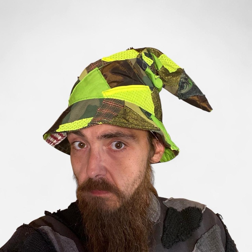 Reversible Bucket Hat / Wizard Hat combo - Handmade patchwork